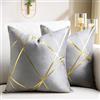 DecorMommt Set di 2 Federe Cuscini 40x40Cm Velluto Grigio Copricuscini Decorativi Quadrati Federa Cuscino Divano Geometrica Federe per Soggiorno Camera Letto Auto Decorazione
