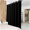 PONY DANCE Tende Oscuranti Camera da Letto - 1 Pezzo Tenda Oscurante con Occhielli Tende Termiche Isolanti per Soggiorno Pannelli Divisori Nero, L 254 x A 210 cm