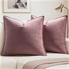 MIULEE Velluto Morbido Copricuscino Decorativo Flanger di Federe per Cuscini Salotto Divano Camera da Letto con Cerniera Invisibile 45X45CM 2 Pieces Marrone Rosa