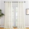PONY DANCE Tende Salotto Moderne 2 Pezzi Semitrasparenti Beige Chiaro Tende Soggiorno per Interni con Anelli Curtains Camera da Letto, L 132 x A 240 CM