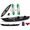 Gumotex Canoa Gonfiabile Rush 2 Nera con Pinna 045605-K + 2 Pagaie Touring-2 div. in 2 parti + Pompa GUMOTEX