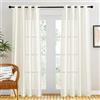PONY DANCE Tende Semitrasparenti Effetto Lino per Salotto Moderne Tende Camera da Letto Curtains Cameretta Bambini con Anelli 2 Pezzi L 132 x A 210 CM, Beige Chiaro