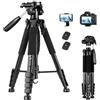 Victiv Treppiede Fotocamera e Smartphone 185 cm, Cavalletto Fotografico in Alluminio Leggero, con Testina a 3 Vie Rimovibile, Supporto Smartphone e Telecomando Bluetooth, per DSLR Sony Canon Nikon
