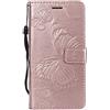DENDICO Cover Galaxy J5 2016, Pelle Portafoglio Custodia per Samsung Galaxy J5 2016 Custodia a Libro con Funzione di appoggio e Porta Carte di cRossoito - Oro Rosa