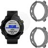 MWOOT Compatibile con Garmin Forerunner 55 Smartwatch Pellicole in Vetro Temperato 4 Pezzi e Custodie Protezione in Silicone 2 Pezzi, Anti Graffi Pellicole Protettive per Protezione Schermo