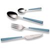 ECHTWERK Set di posate Basic con manici in plastica, posate da campeggio, posate da picnic, 24 pezzi, fino a 6 persone, acciaio inox 18/0, azzurro