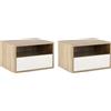 HOMCOM Set 2 Comodini Sospesi in Legno con Cassetto e Ripiano Aperto, Design Moderno 45x35x27.5cm, Bianco e Color Legno|Aosom