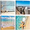 LuxHomeDecor Quadri Spiaggia Mare 4 Pezzi 30x30 cm Stampa su Tela con Telaio in Legno Arredamento Arte Arredo Moderno