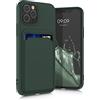 kwmobile Custodia Compatibile con Apple iPhone 11 Pro Cover - Back Case Cellulare con Slot Porta Carte - Morbida in Silicone TPU verde scuro