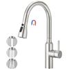 CREA Rubinetto per Lavello da Cucina estraibile, Miscelatore Monocomando Rubinetto da Lavello Cucina, spazzolato