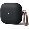 elago Cover in silicone con moschettone compatibile con AirPods 3, in silicone premium, ricarica wireless disponibile, protezione antiurto (nero)