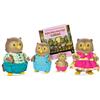 Li'l Woodzeez Famiglia di gufi WhoosWhoo, 4 figurine con libro | Set da 5 con 4 figurine di gufi morbide e snodabili, abiti colorati e 1 libro di storie per il gioco di ruolo, 3+ anni