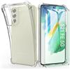 HTDELEC Cover per Samsung Galaxy S21 FE 5G + 2 Pezzi Pellicola Vetro Temperato,Custodia Trasparente TPU Silicone Case Antiurto Corner Cushion Bumper Cover per Samsung Galaxy S21 FE 5G (Clear-02)