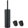 BGL Porta scopino rotondo in acciaio inox 304 con supporto lungo per WC (nero)