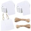jijAcraft 200 pezzi Etichette in Carta Kraft Tag Regalo Cartoncino 7x4CM con Spago di Iuta, per Bomboniere Natale Compleanno Artigianato (Bianco)