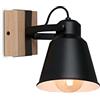 Briloner - Lampada da parete in legno, applique, stile vintage, con 1 lampadina, attacco E27, max. 40 Watt, paralume regolabile, stile rustico, colore: nero