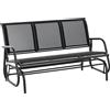Outsunny Panchina a Dondolo da Giardino a 3 Posti in Metallo e Tessuto a Rete Traspirante, 151x75x85cm, Nero|Aosom