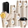 Easy Drinkz hot cold fresh and tasty Bicchieri Carta coperchio e palettine 200ml 7 oz Bicchierini Caffè Carta -Bicchieri Caffe Bicchieri Carta Monouso Ecologici bicchierini caffè tè e bevande (bianco 100)