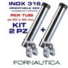- Senza marca/Generico - COPPIA PORTACANNE IN ACCIAIO INOX 316 A BATTAGLIOLA PULPITO REGOLABILE BARCA