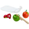 PLAN TOYS - FRUTTA DA TAGLIARE CON COLTELLO E SACCHETTO DI COTONE