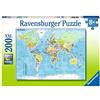 Ravensburger - Puzzle Mappa del mondo, 200 Pezzi XXL, Età Raccomandata 8+ Anni