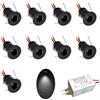 kpslucerna Faretto LED piccolo 9PCS 12V 1W da incasso luce cella per cucina, scale, armadio, corridoio, illuminazione fai da te Vetrina luce da incasso IP65 CE ROHS (Nero Bianco freddo, 30°)