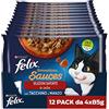FELIX Sensations Cibo Umido per Gatti Adulti in Salsa con Tacchino e Manzo 48 Buste da 85g