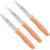 Arcos | Set 3 Coltelli Spelucchino per Sbucciare e Pelare Patate | Acciaio Inossidabile NITRUM | Lama di 100 mm | Imballaggio Ecologico | Colore Corallo