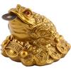 Walfront Statuetta a Forma di Rana con Moneta Portafortuna In Bocca Portatrice di Fortuna E Ricchezze Decorazione Feng Shui Metallo Poliresina Brass 65×60×50mm
