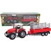 Toyland® - Set di trattori e autocisterne/rimorchi agricoli da 22,5 cm - Ruota libera - Giocattoli da fattoria per ragazzi (Trailer rosso)