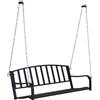 Outsunny Dondolo Sospeso Dondolo da giardino con 2 Posti, Romantica Panchina in Metallo Nero per Esterni, 127 x 60 x 47 cm|Aosom