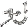 Homelava Rubinetto a Parete con Doccetta, Rubinetto da Cucina a Muro Girevole a 360° Rubinetto per Lavello in Acciaio Inossidabile Spazzolato, Tubo Rotante 23 cm