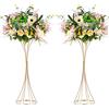 Nuptio 2 Pezzi Vaso Tromba Fiori Metallo Vaso D'oro Alto 66cm, Centrotavola Nozze per Tavoli, Disposizione Artificiale Supporto per Fiori per Festa Compleanno Evento Compleanno Corridoio