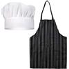 SAVITA Set Di Grembiuli Per Cappelli, Cappello Da Cuoco Bianco Grembiule a Strisce Bianche e Nere Set Di Abiti Da Chef Professionale, Per Uso Ristorante Di Hotel Per Adulti