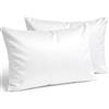 Pizuna Linens Pizuna 2 Federe per letto matrimoniale cotone 50x80 cm Bianco 400 fili | Federe cuscino 100% cotone a fiocco lungo, trama sateen, 50x80 cm, colore Bianco, 400 fili, set da 2 pezzi