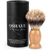 Qshave - Pennello da barba fatto a mano con setole di tasso naturali e pure al 100%, con manico in legno La scelta migliore per una rasatura umida con rasoio a mano libera.