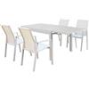 MIlani Home JERRI - set tavolo in alluminio cm 90/180 x 90 x 75 h con 4 poltrone Lotus