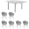 MIlani Home JERRI - set tavolo in alluminio cm 90/180 x 90 x 75 h con 6 Poltrone Dynamo