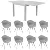MIlani Home JERRI - set tavolo in alluminio cm 90/180 x 90 x 75 h con 8 Poltrone Dynamo