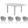MIlani Home JERRI - set tavolo in alluminio cm 90/180 x 90 x 75 h con 4 Poltrone Dynamo