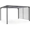 Bizzotto Pergola In Alluminio 3x3,6 m Gazebo Scuro Con Tettuccio Scorrevole Grigio Noah Bizzotto