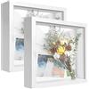 sunmeg 2Pcs Cornice 3D Profonda Cornice 20 x 20 cm Cornici per Foto per Oggetti fino a 3 cm- Cornici di Forma Quadrata da Hppendere a Parete o da Scrivania
