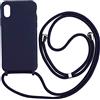 wentdzSW Cover Compatible con iPhone XS Max - Cordino per Custodia con Collana Case Opaca Antiurto con Laccio/con Cordino TPU Corda Silicone Case -Blu