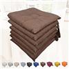 Intimitaly Set 6 Cuscini Sedia Con Lacci 4 Punti Comodi Made in Italy in Cotone Imbottiti e Spessi 6 Cm (Marrone)