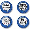 Generic Asthma Badge Set, 4 Badges, Badge Packs, Asthma Button Badge, I have Asthma, Be kind, Please give me space, Everything will be ok, Medical alert, Difficulty breathing, Awareness (Blue)