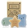 myHomeBody Spugne Konjac naturali dalle forme decorative per la pulizia del viso e del corpo, pulizia delicata, esfoliazione delicata, set da 3 pezzi. Forme incluse: Elefante, Orso e Stellina