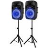 Vonyx VPS152A Set di Altoparlanti Attivi 1000 W 15 (38 cm) Porta USB/SD MP3 BT