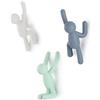Umbra Buddy Appendiabiti da Parete, Set da 3, Bianco/Menta/Blu | Facile da montare, include viti e tasselli, per cappotti accessori e asciugamani, portata 2,2 kg, Plastica riciclata