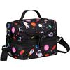 Chase Chic Borsa Termica Bambini Bambini Pranzo Borsa Termica Porta con Tracolla Regolabile Staccabile per Ragazzi Bambina Scuola Termico Borsa Frigo Lunch Box a Doppio Scomparto, Astronauta Nero