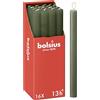 Bolsius Candele a colonna affusolate - Verde scuro - Confezione da 16 - Lunga durata di 13 ore - Decorazione d'interni - Non profumate - Cera vegana naturale - 27 x 2,3 cm
